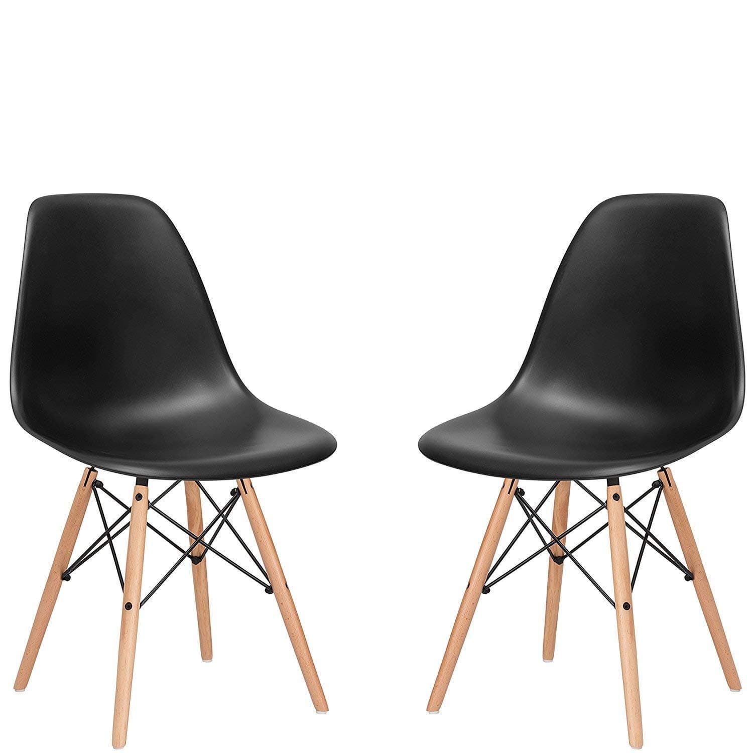 Unique360 Beez Dining Plastic DSW Leaf Layer Stylish Chairs (Black) - Set of 2