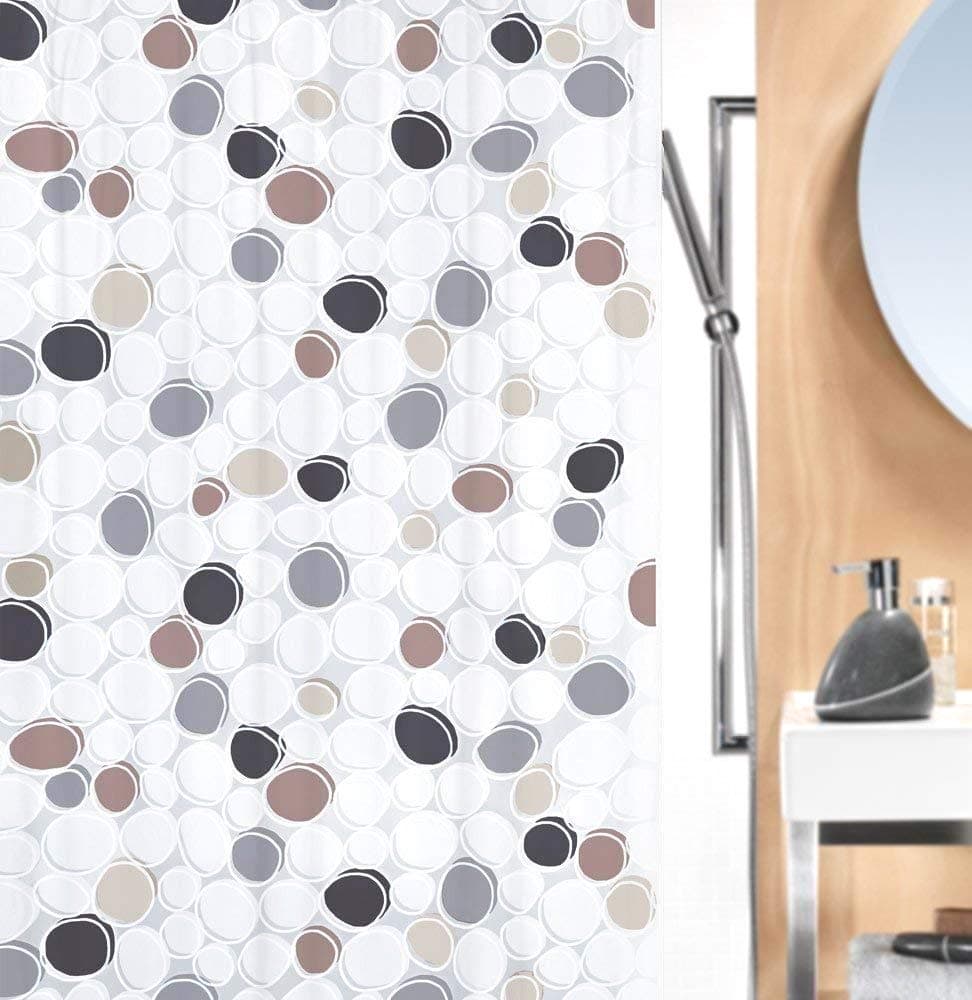 Cotton Spain Spirella Peva Waterproof Geometric Pattern Shower Curtain (Multicolour, 180 x 200 cm)