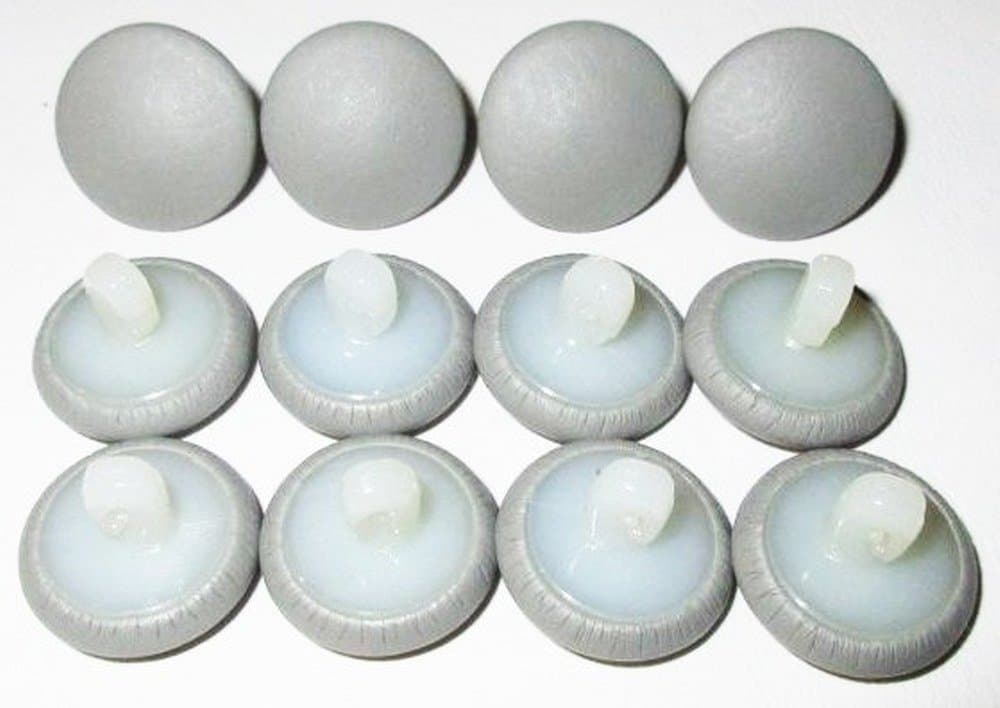 Set of 12 Nylon Hook Back Upholstery Buttons Platinum Gray Vinyl (#36 - 7/8" Diameter)