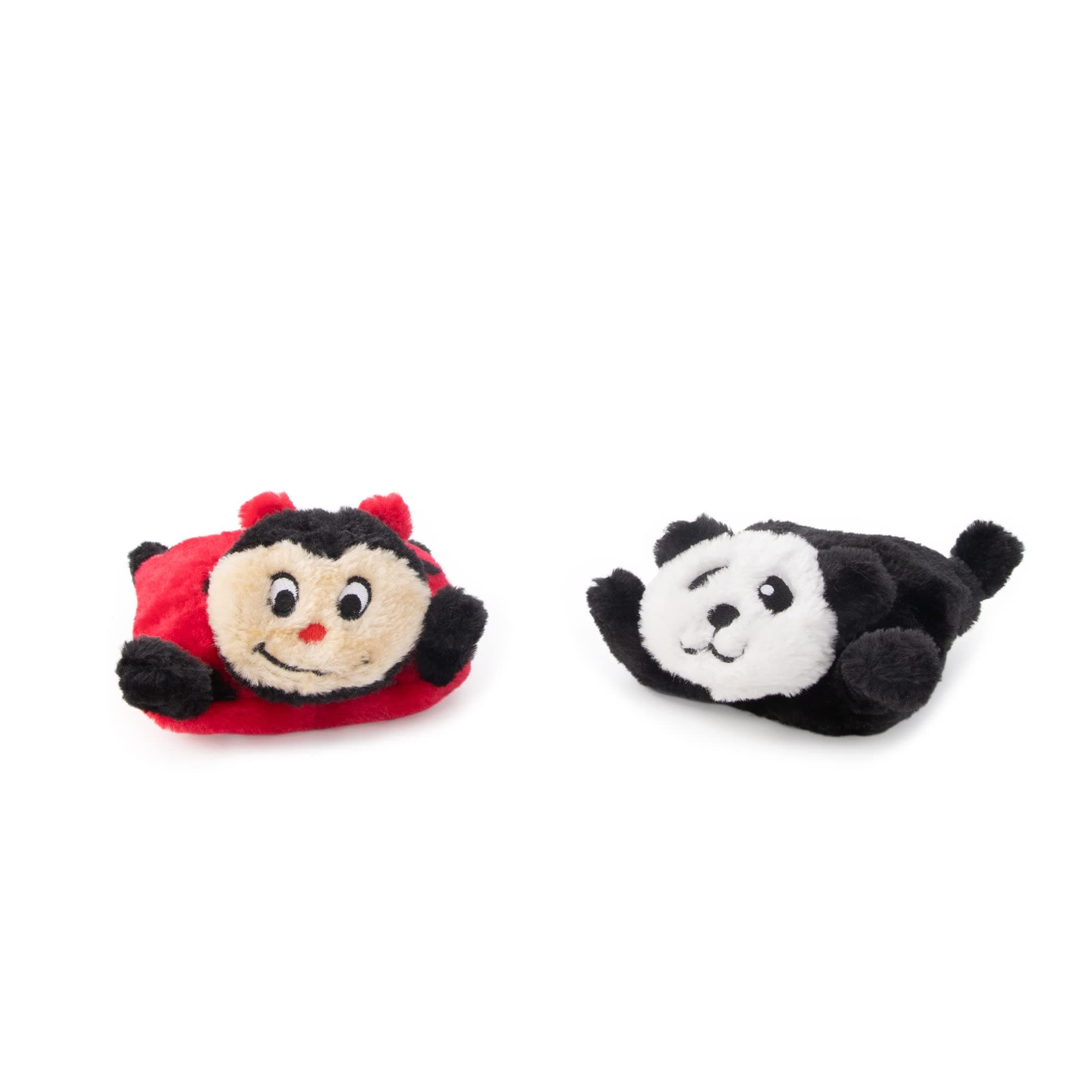 Squeakie Pad - No Stuffing Dog Toy to Keep Them Busy, for Small & Medium Dogs, Squeaky Pet Toy for Boredom, Unstuffed Chew Toy, Soft Plush Puppy Products, Ladybug & Panda - 6.5"