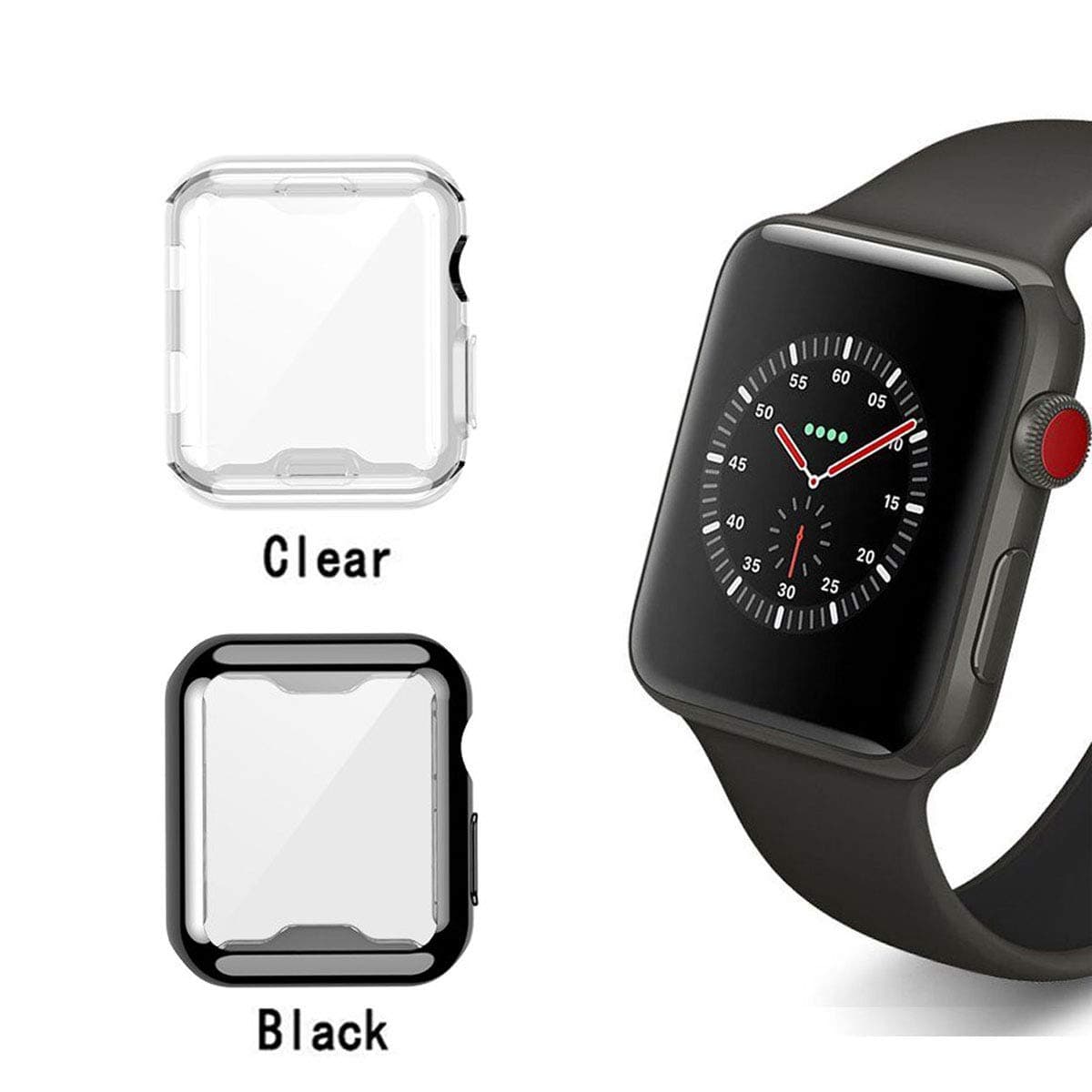 KPYJA Series 4/Series 5 Case for Apple Watch 40mm Screen Protector, iWatch Overall Protective Case TPU HD Clear Ultra-Thin Cover for Apple Watch Series 5 (40mm, Black+Clear)