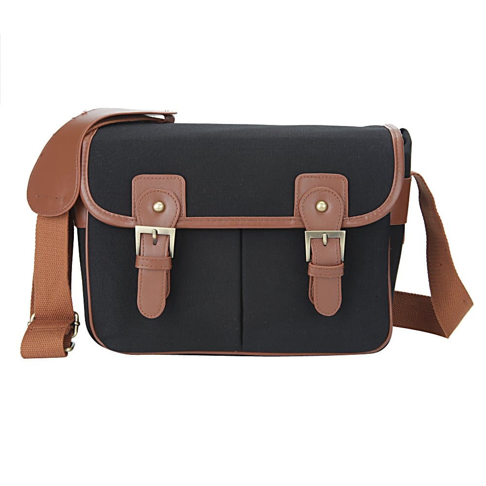 Black Waterproof Vintage Canvas Camera Bag Messenger Bag for DSLR Camera and Lens Canon 5DII 7D Nikon D90