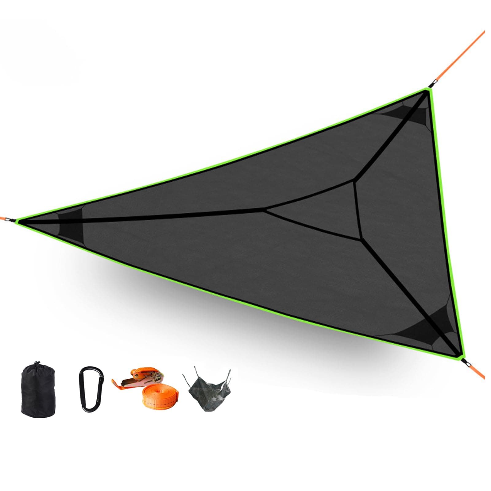 Triangle Hammock,13ft Triangle Camping Hammock, with 3 Ratchet Tie Down Straps and Storage Bag, Max 800 Lbs,Multi Person Portable Hammock for Adults Kids,for Travel Backyard Outdoor Garden Camping