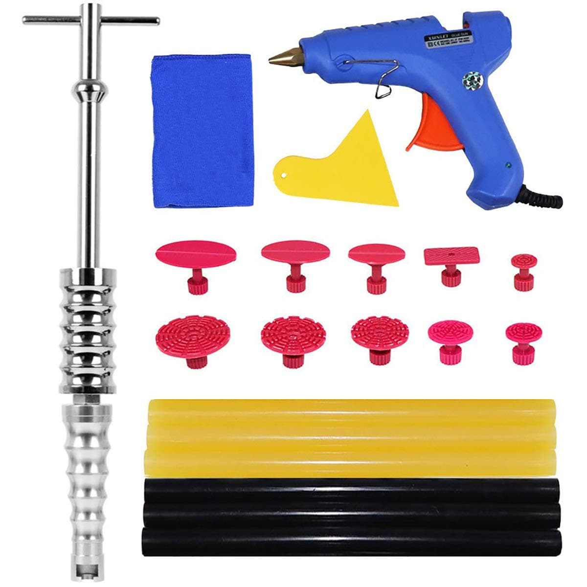 JMgist Dent Repair Kit Slide Hammer Paintless Dent Removal Tools with Glue Gun Set 24pcs for Auto Car Body Dent Removal