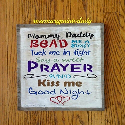 CHRISTMAS GIFTS FOR GRANDPARENTS: GRANDMA, GRANDPA READ ME A STORY, TUCK ME IN TIGHT SAY A SWEET PRAYER AND KISS ME GOOD NIGHT and SAY A SWEET PRAYER 12x12 repurposed aged pine