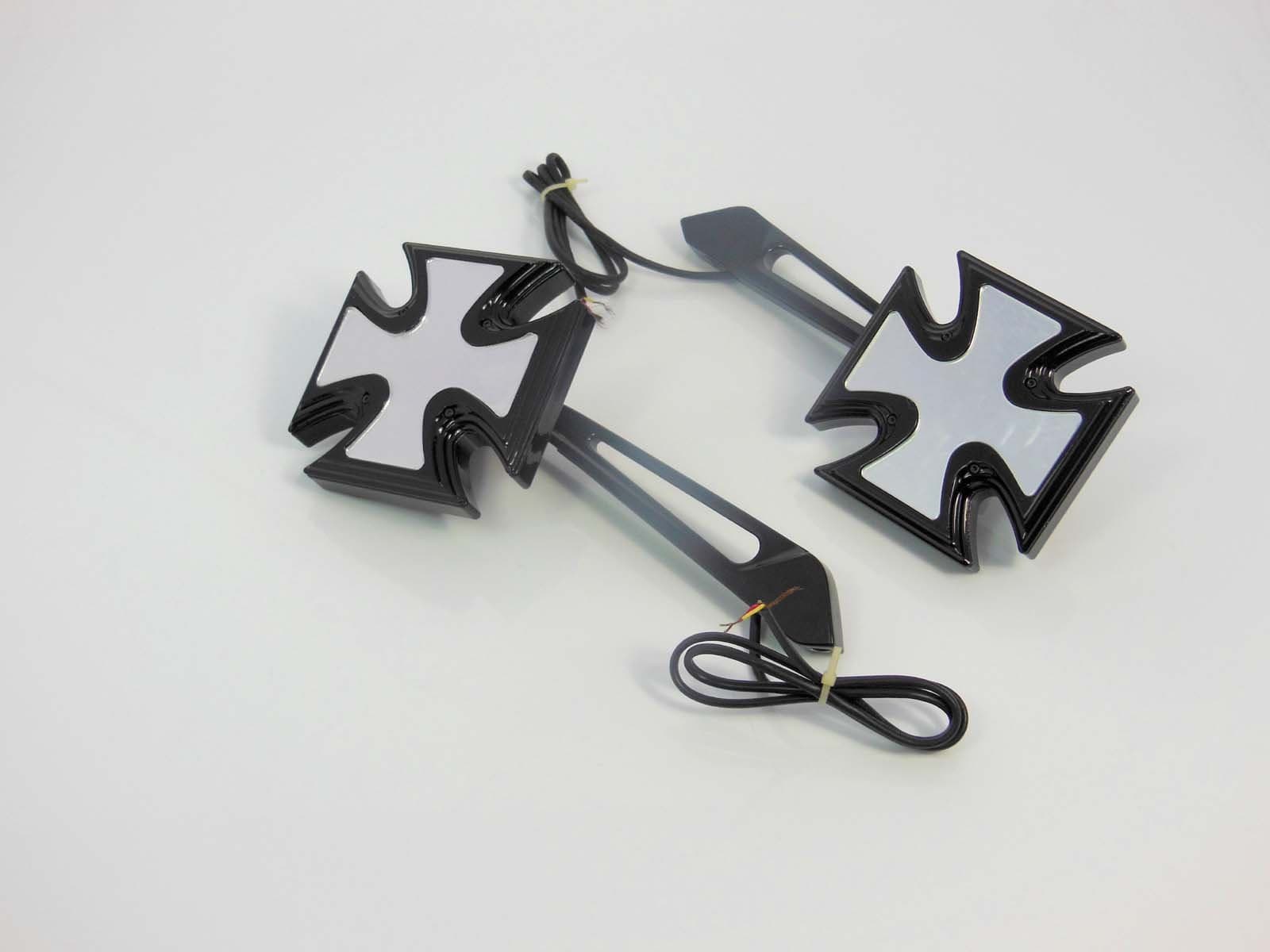 ROYALS GARAGE Harley Royal Enfield Avenger Bikes Rear View Mirror Cross Inbuilt LED Indicators Black