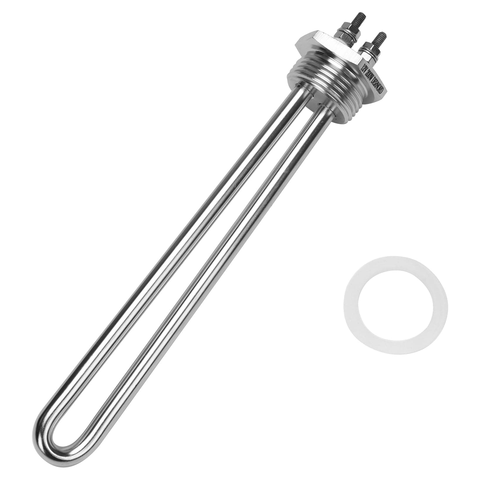 12V 200W Immersion Heater Submersible Water Heater Element Stainless Steel Heating Element with 1 Inch NPSM Fitting