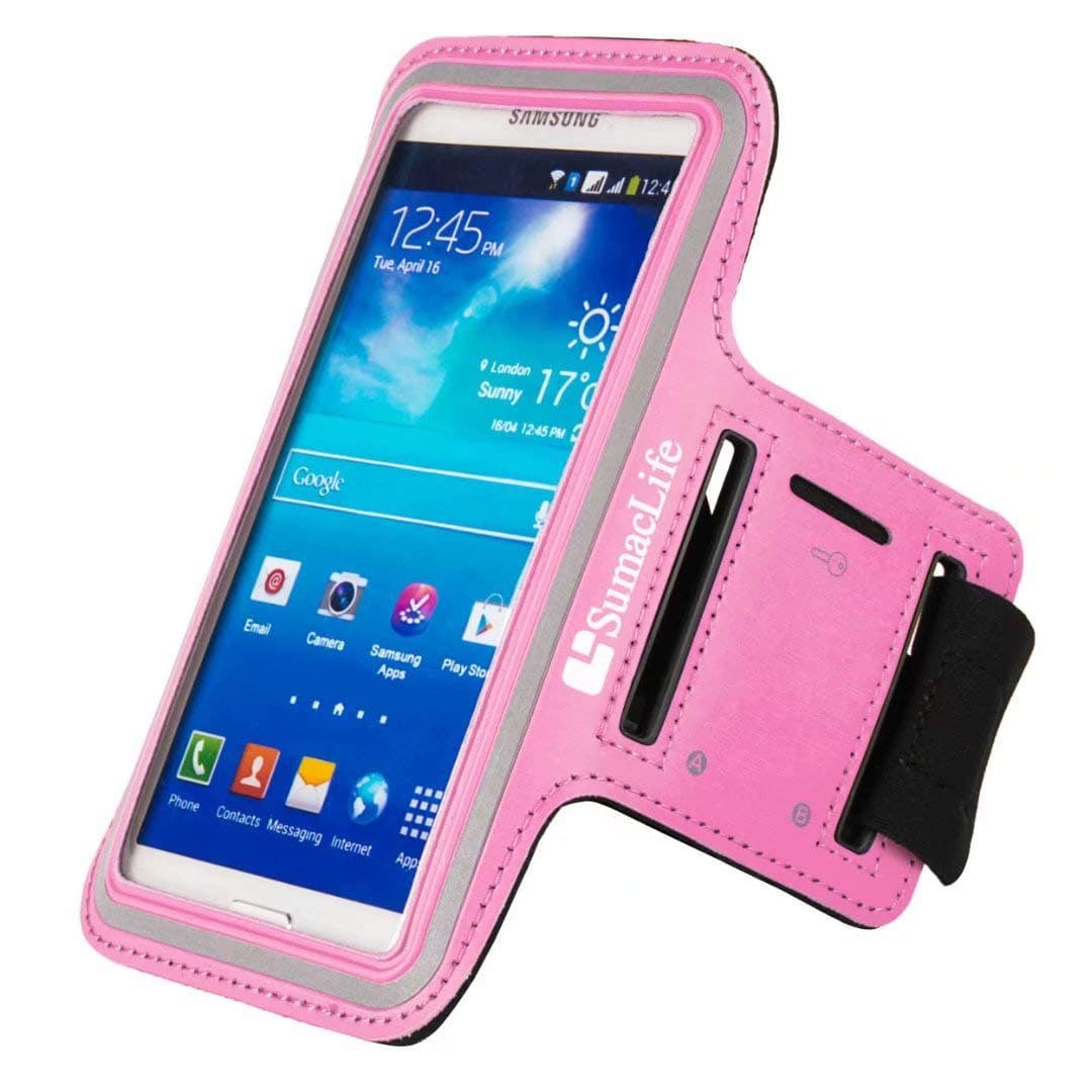 SumacLife Outdoor Sports Neoprene Armband Case Pouch for HTC ONE 8XT / ONE X/One Remix/ONE mini 2 / HTC Desire 612/610 / 510 / HTC One E8(Pink)