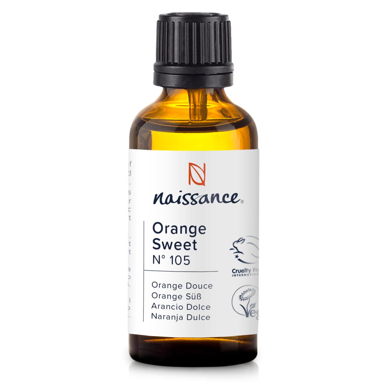 Sweet Orange Essential Oil (no. 105) 50ml - Pure, Natural, Cold Pressed, Cruelty Free, Vegan and Undiluted - for Aromatherapy & Diffusers