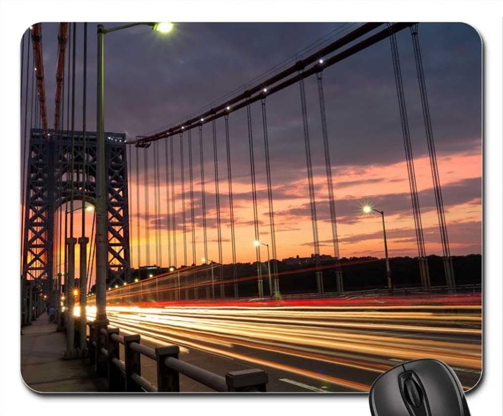 george wahington bridge at dawn in timelaps Mouse Pad, Mousepad (Bridges Mouse Pad)