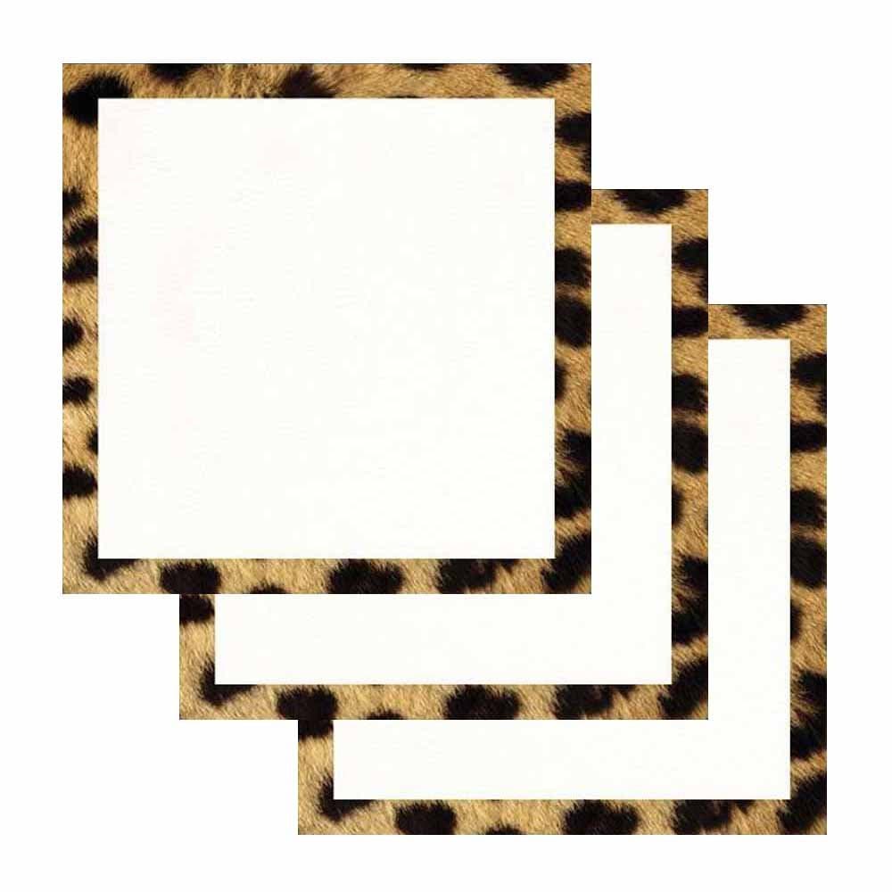 Cheetah Print Border Sticky Notes - Set of 3 - Wildlife Animal Theme Design - Stationery Gift - Paper Memo Pad - Office and School Supplies