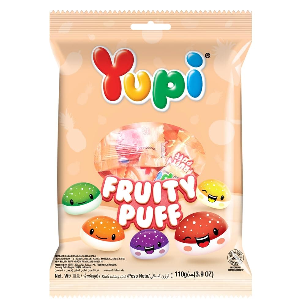Fruity Puff Gummy Candy, 110g, Delicious, Soft & Chewy Fruity Gummies, Fun Snack for Kids & Adults
