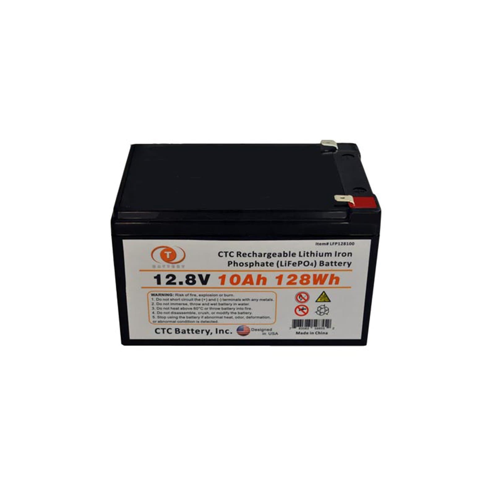 12.8V 10Ah Rechargeable Lithium Iron Phosphate LiFePO4 Battery