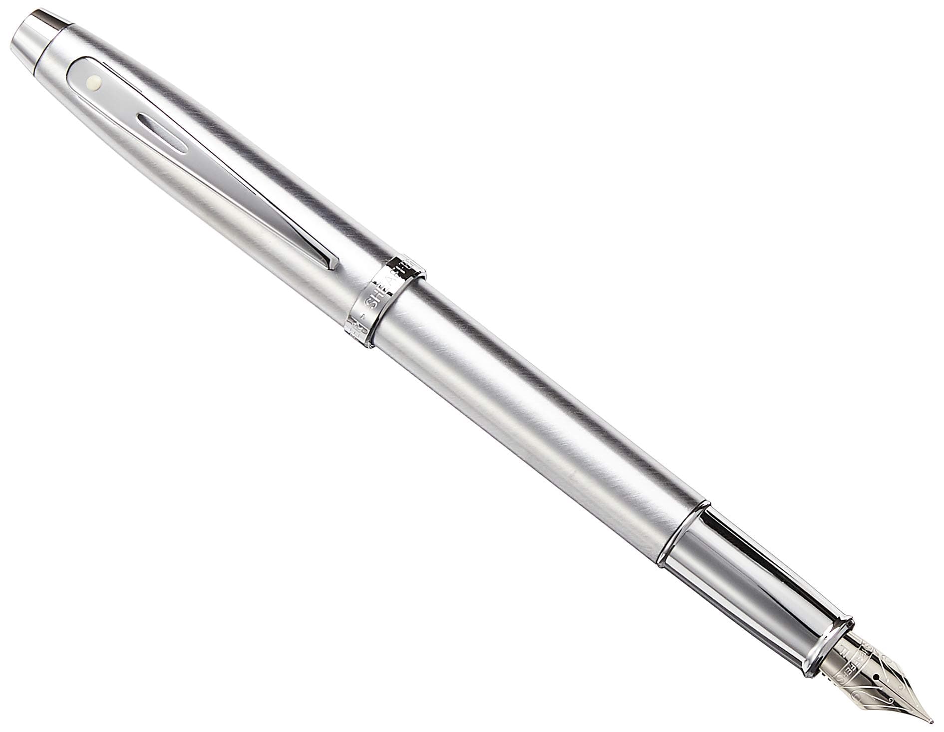 Sheaffer 100 Brushed Chrome Fountain Pen with Chrome Trim and Fine Nib