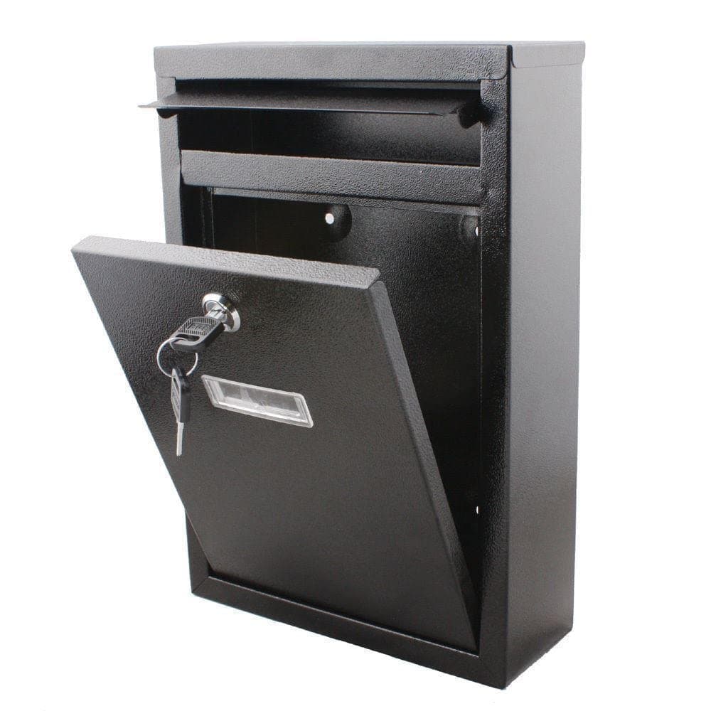 MantraRaj Wall Mounted Modern Post Box Mailbox Black Large Letter Box Post Mail Box Lockable With Keys | Post Letter Box for Home With 2 Keys Easy To Install Keep Your Mail Safe