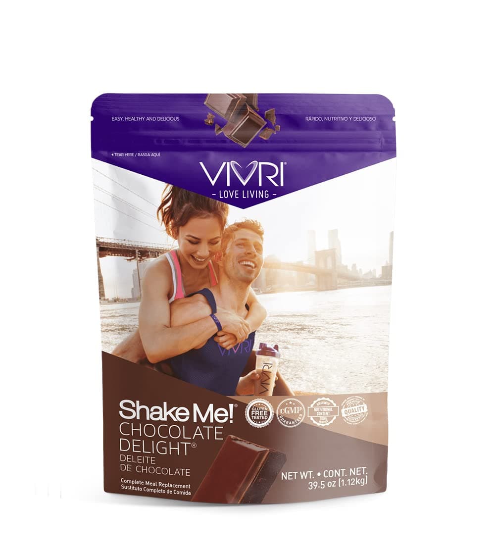 VIVRI Shake Me! Chocolate Delight Flavored Powdered Food, 20 Servings, 45 Essential Nutrients, 23 Vitamins & Minerals, 22g Protein