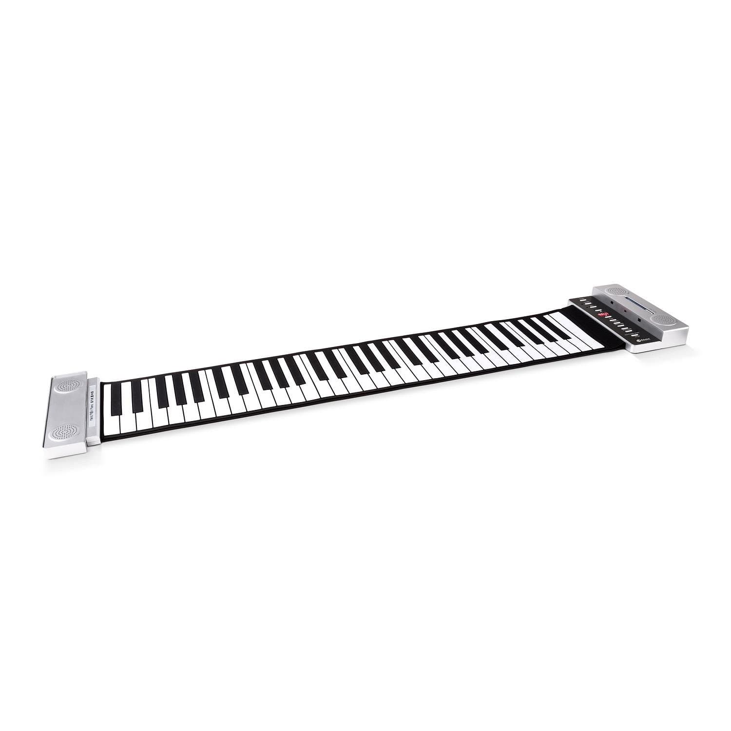 Schubert Stereo Roll-Up Piano 61 Key Keyboard with Recording Function + Carry Bag (30 Pre-Installed Demo Songs, Foot Pedal for Delay Effects, Battery and Mains Operation) Silver