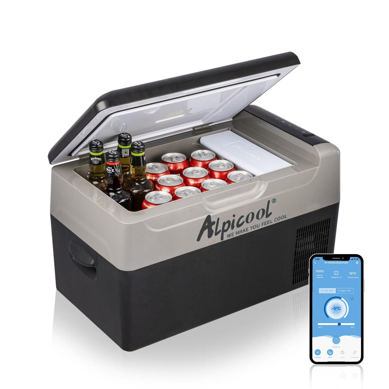 Alpicool G22 Car Fridge 22 Litre Mini Fridge 12/24v Car Refrigerator Portable Camping Fridge Freezer Truck Electric Cool Box for Campervan RV Boat Travel Picnic,-20℃ to 20 ℃/Low Consumption