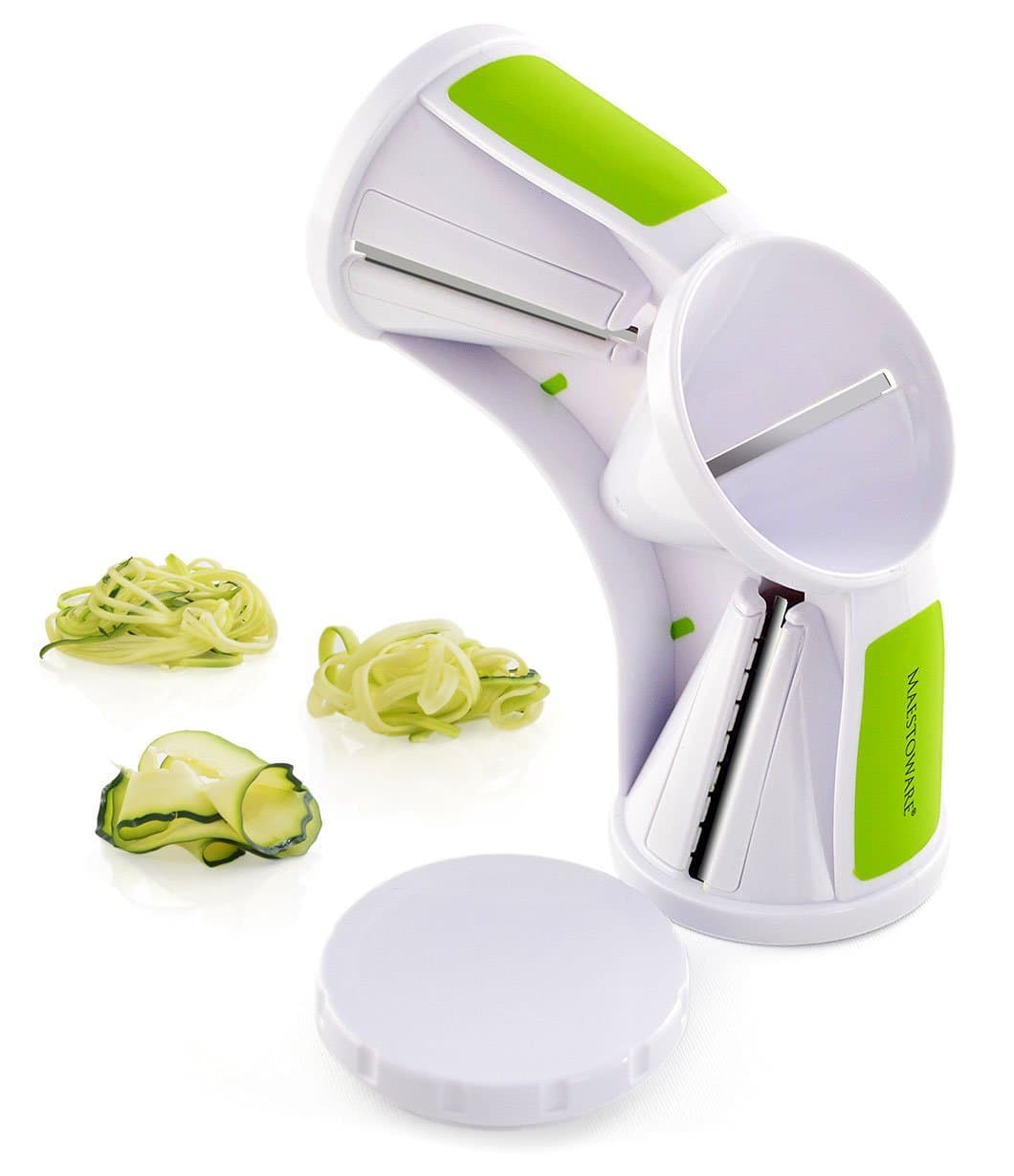 Tri-Blade Spiral Slicer - Spiralizer Cutter Veggie Pasta Maker Cuts Zucchini & Other Vegetables into Spaghetti, Fettuccine & Julienne Ribbons - Easy to Use