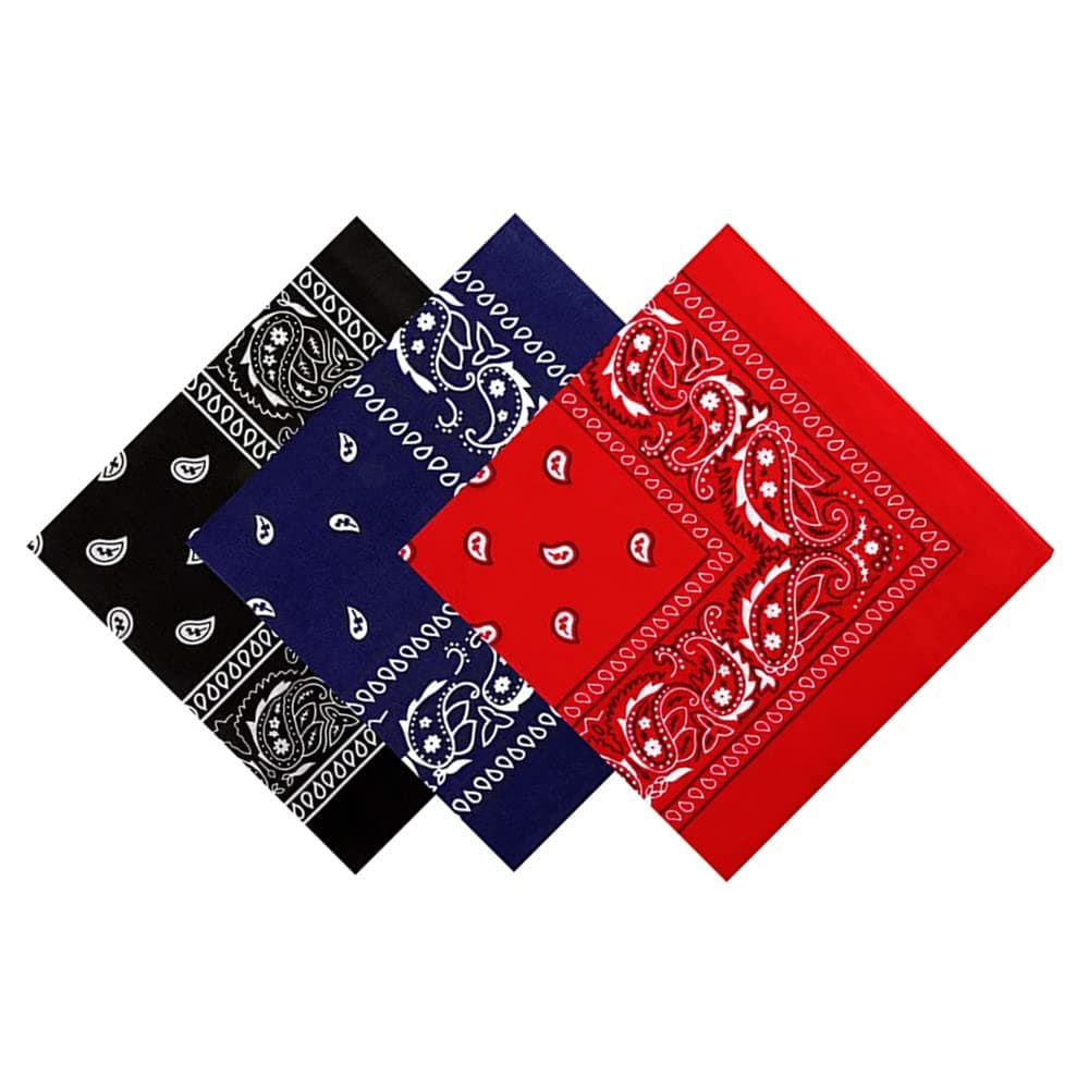 3 Pack Multi-purpose Bandanas Paisley Print Cowboy Headband Scarf Unisex Headwraps, Outdoor Sports Square Bandana Fashion Hair Accessory Neckerchief Cowboy Bandana Scarf for Mens & Womens