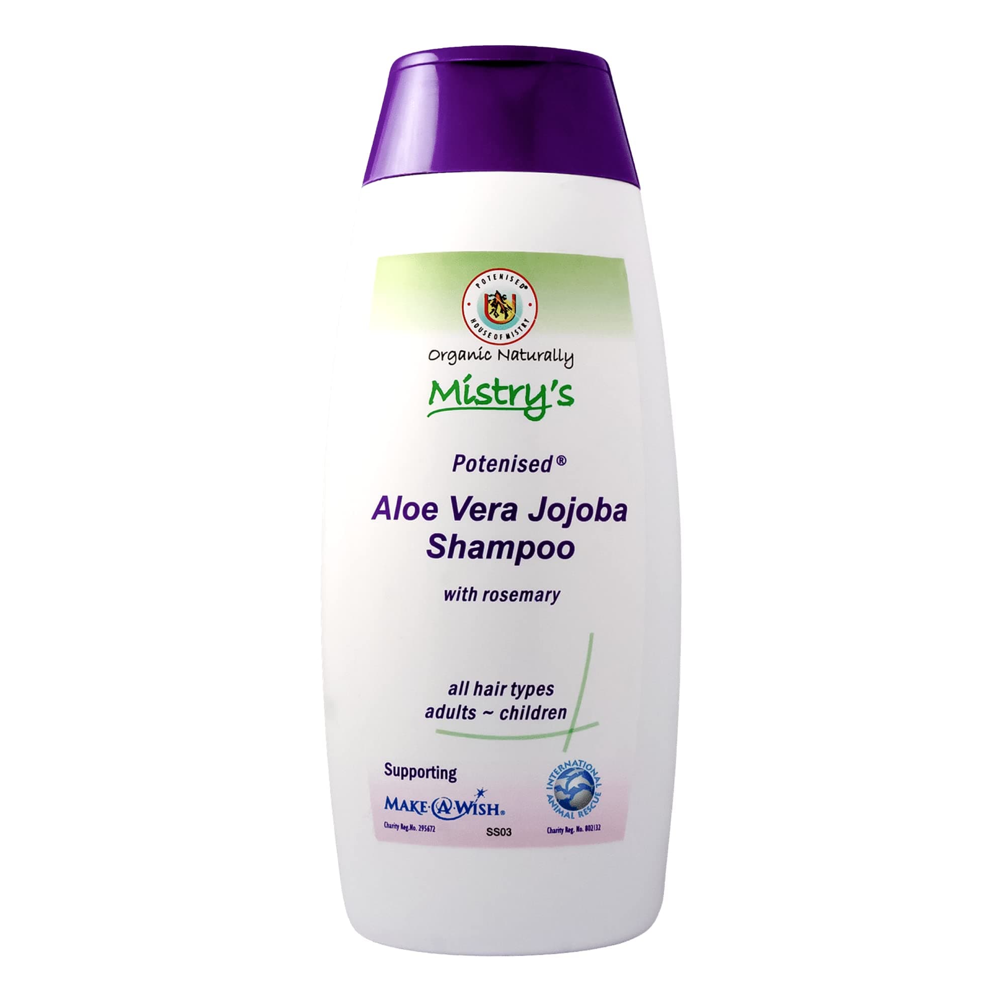 Mistry's Aloe Jojoba Shampoo with Rosemary 200ml - Natural Hair Care Shampoo, Gentle, Strengthening & Nourishing - Suitable for All Ages and Hair Types, Additive Free, Vegan,