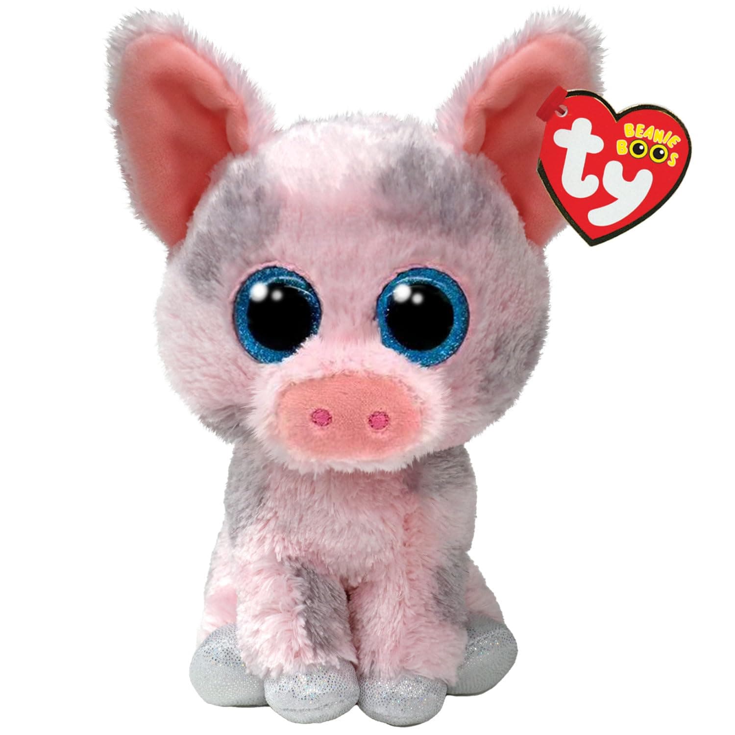 Beanie Boos - Hambo The Cute Pig with Glittery Blue Eyes, The Plush with Big Sparkly Eyes - 15 cm - T37318