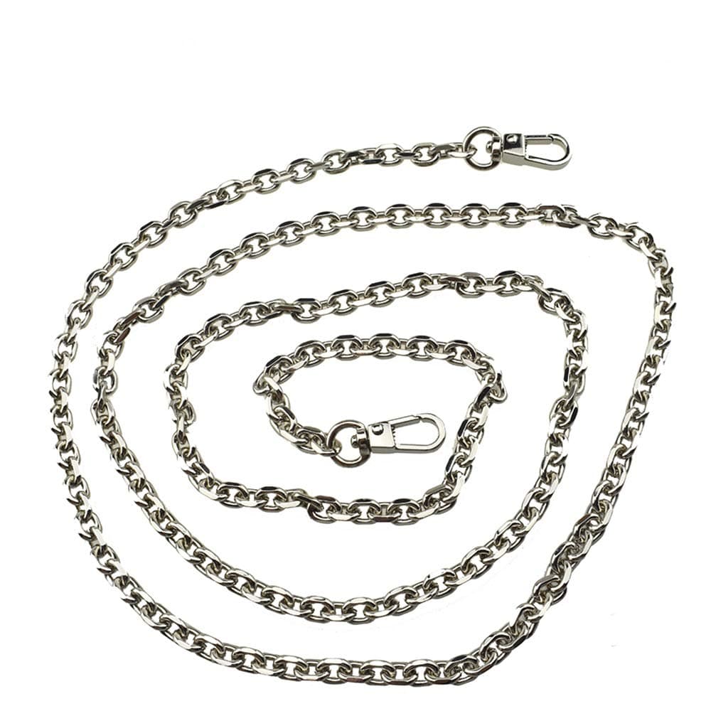 HAHIYO Mini Pochette Purse Chain Strap Thin Wide 6mm for LV Length 51.2 inches Thick 2mm Shiny Silver for Shoulder Cross Body Sling Handbag Wallet Clutch Comfortable Flat Metal Strap 1 Pack