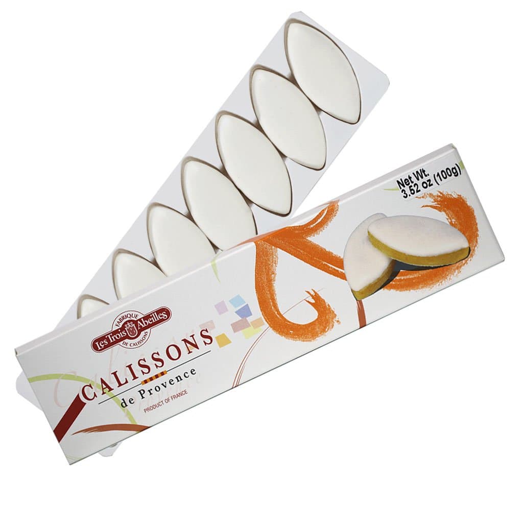 Calissons French Soft Almond Paste Candy with Candied Melons and Oranges | Handcrafted by Les Trois Abeilles | 8 Pieces | 100 Grams (3.62 Ounce) Box