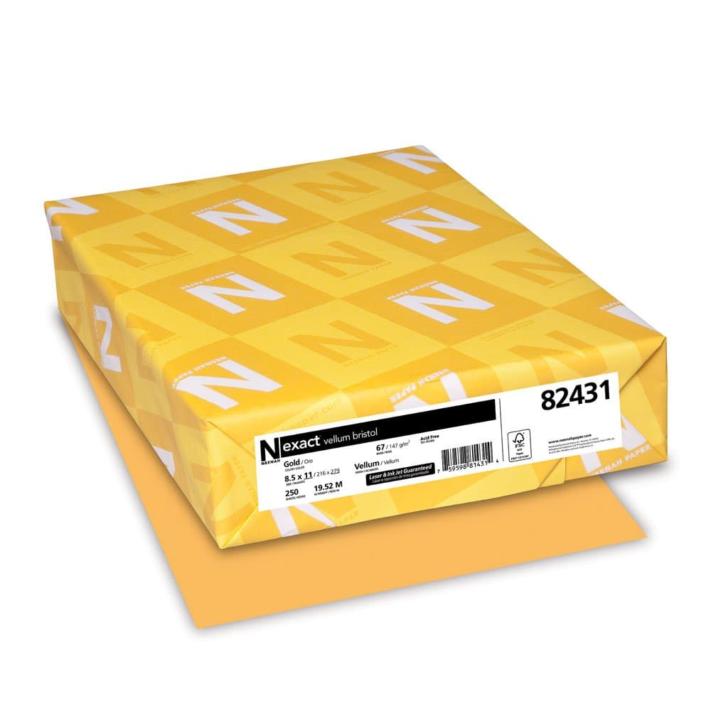 Neenah Exact Vellum Bristol Cardstock, Letter 8.5 x 11 Inches, 67 Pound Bristol, Gold, 250 Sheets (82431)