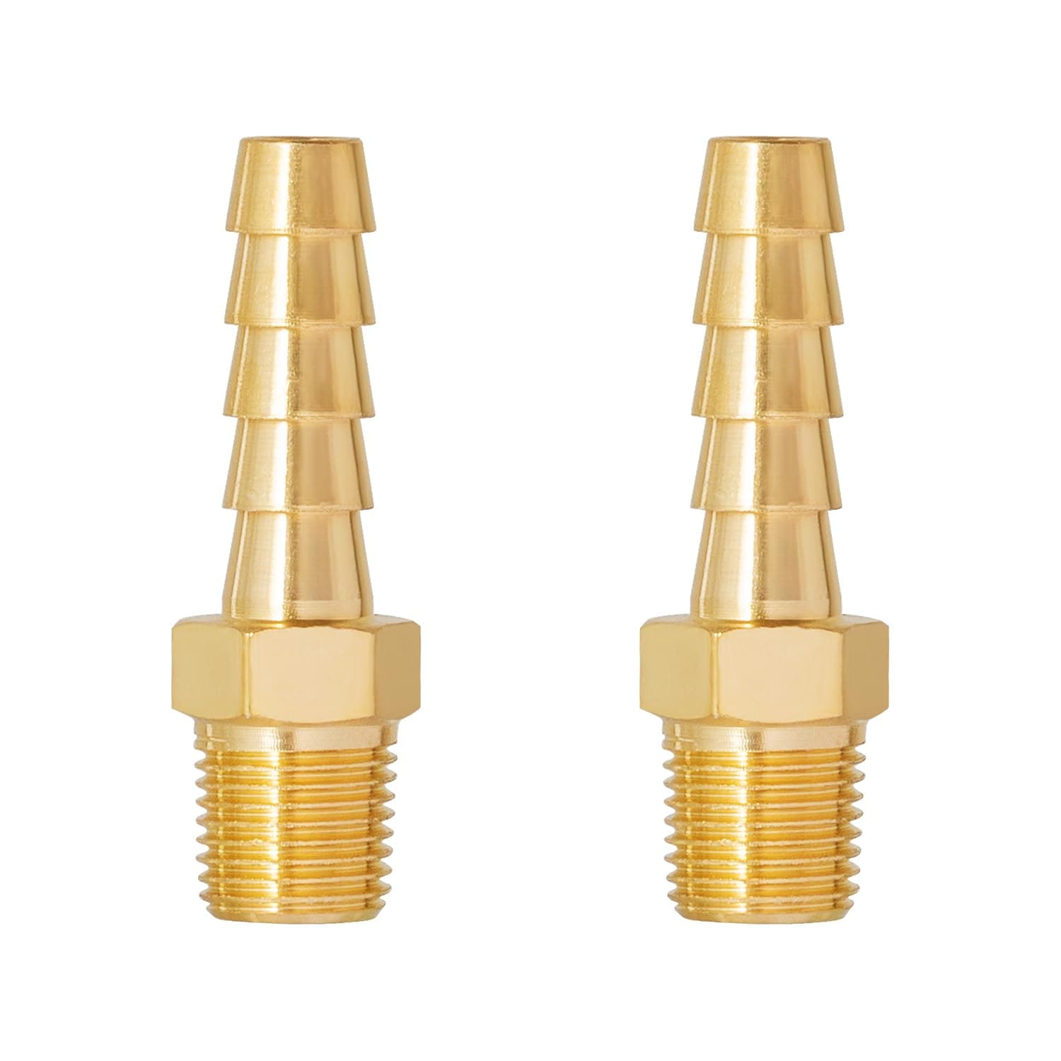 SUNGATOR Hose Barb Fittings 1/4 Inch Barb × 1/8 Inch NPT, Brass Air Hose Fittings, 1/4" to 1/8" NPT Male Air Line Repair Connector Kit, Brass Male Thread Pipe Adapter (2 Pack)