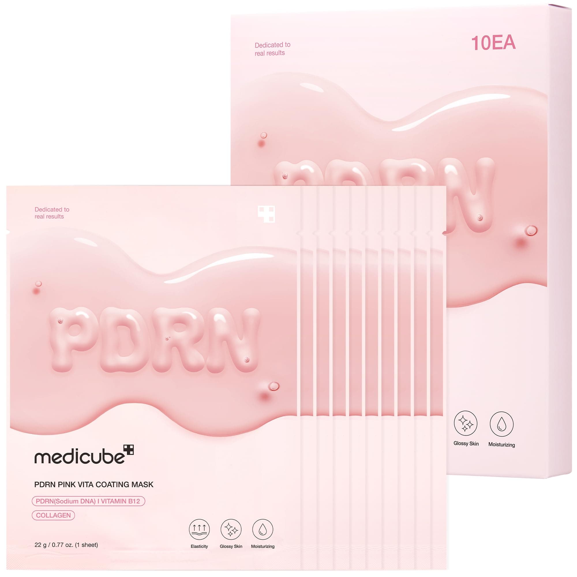 Salmon DNA PDRN Pink Vita Coating Sheet Mask 10EA - Korean sheet mask for glass skin - Luxurious Home care Mask for Hydration, Firming, and Even Skin Tone, Korean skin care (22g 0.77 x 10ea)