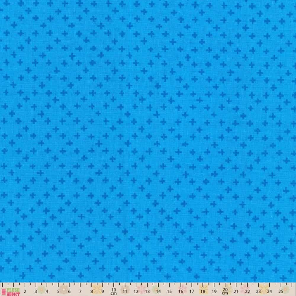 Fat Quarter Ella Blue - Hello Blossom - Tiny Crosses Teal