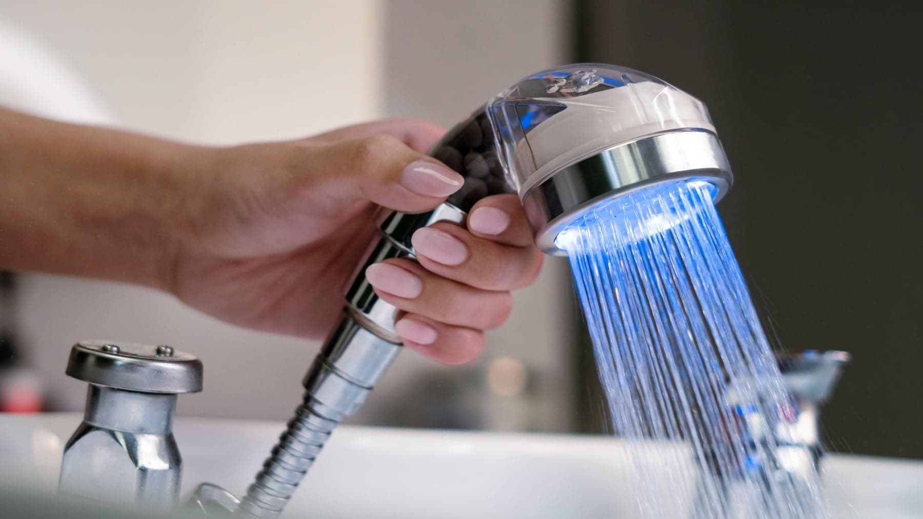 Socila Professional LED Sprayer Head 2.5 Inch Auto Color Changing, Rainfall High Pressure, And Water Filtration For Salon Sink Replacement Part (Only Sprayer Head)