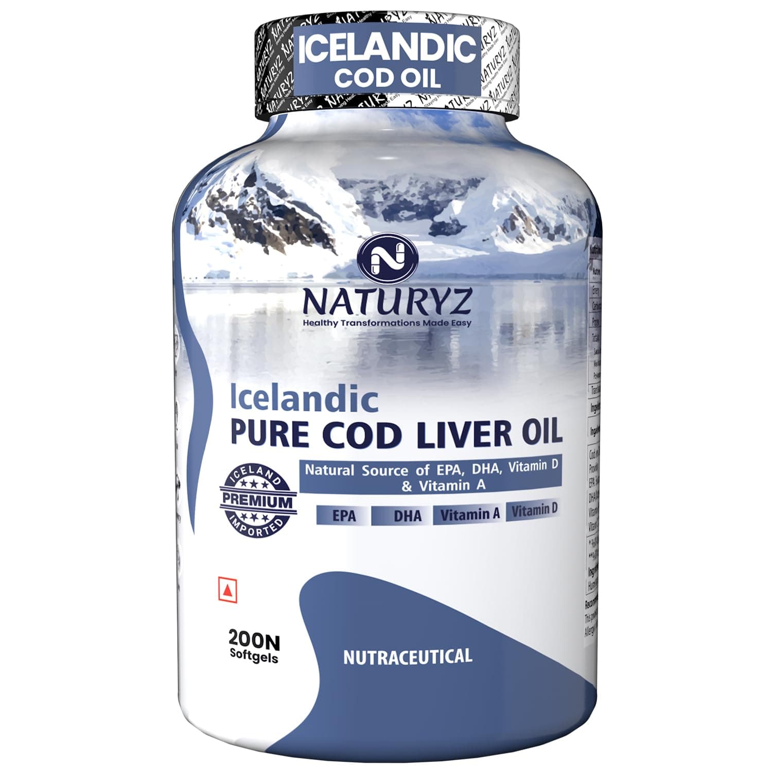- Imported Icelandic Cod Liver Oil Capsules With Natural Omega 3 (Epa & Dha,Rich In Vitamin D & A,Mercury Free,Immunity,Skin,Eye,Muscle & Joint Health Softgels,200 Softgels,1 Count)