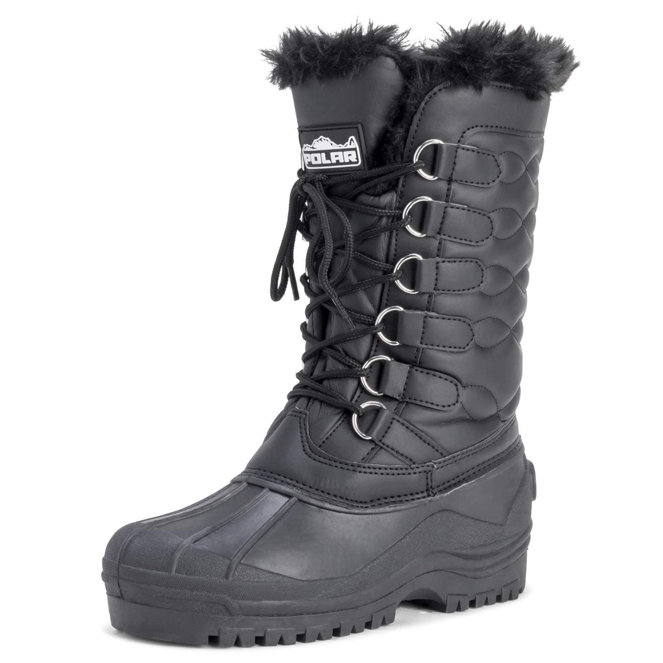 Womens Nylon Waterproof Weather Outdoor Snow Duck Winter Rain Cuff Lace Boot