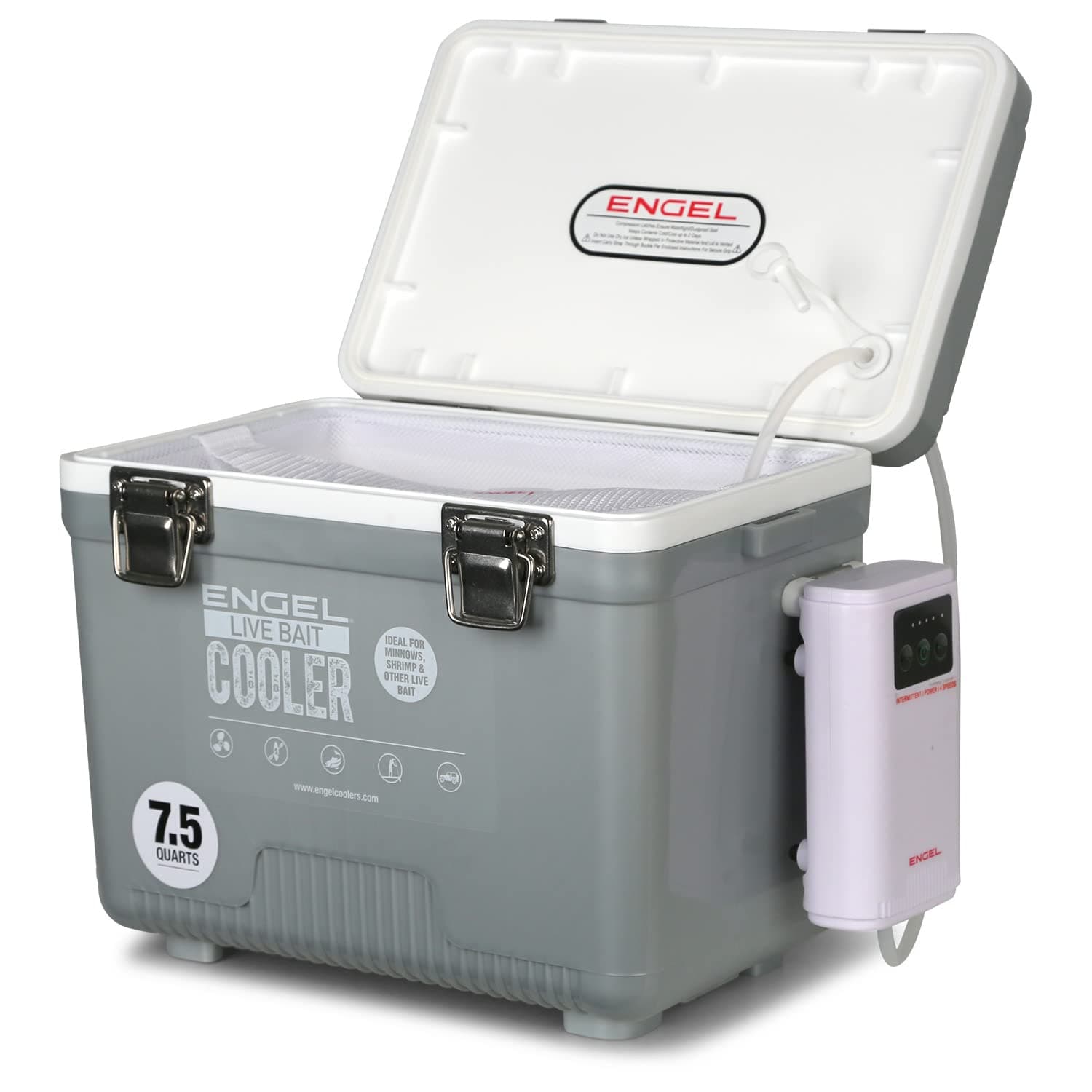 ENGEL Live Bait Cooler PRO for Fishing - Portable Minnow and Bait Bucket with Lithium-Ion Rechargeable Aerator