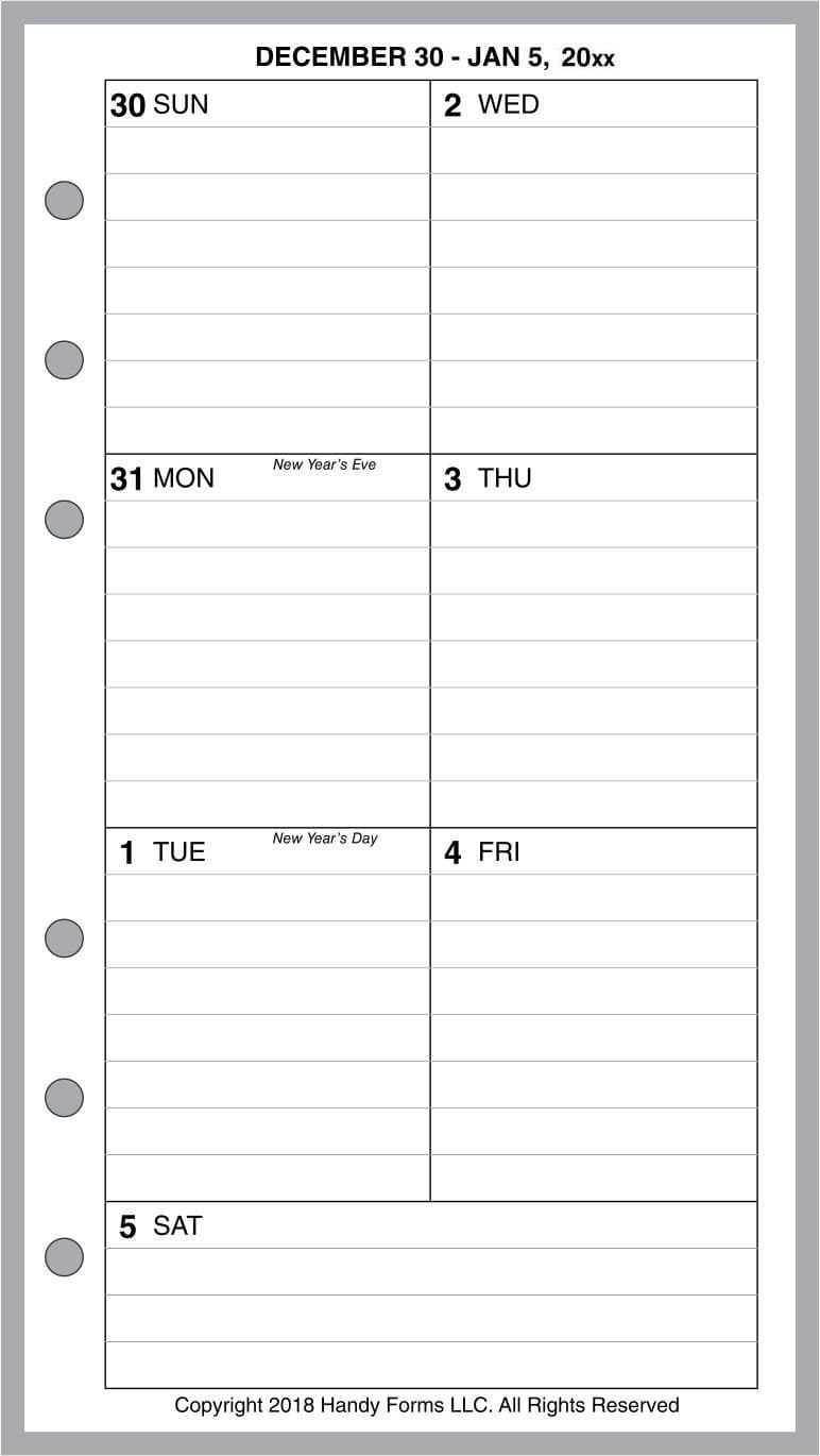 2019 Weekly & Monthly Planner for 6 Ring Binders by FiloFax, Louis Vuitton (MM), Kikki-K (Medium), and Others. 1 Page per Week, 2 Pages per Month, Week Starts on Sunday. Style C, with Lines.