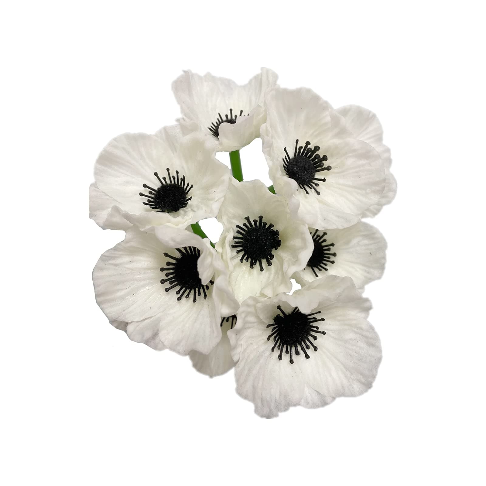 Rikyo 10 Stem 11" Bouquets Artificial Flowers Poppy Flowers,No Fade Faux Anemone Wild Flowers for Kitchen Table Centerpiece Vase,Home Greenery Wedding Holding Flowers Backdrop Arch Wall(White)