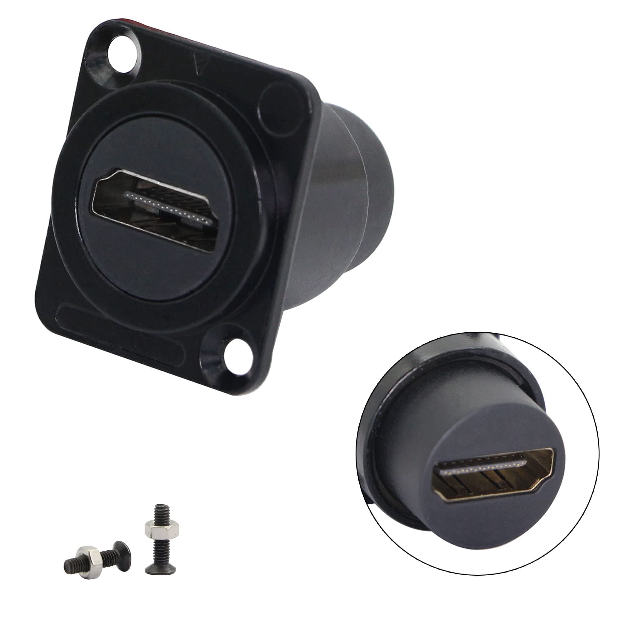 QIANRENON HDMI Female to Female Panel Adapter, HDMI Straight Connector, Mounting Socket for Audio and Video Transfer