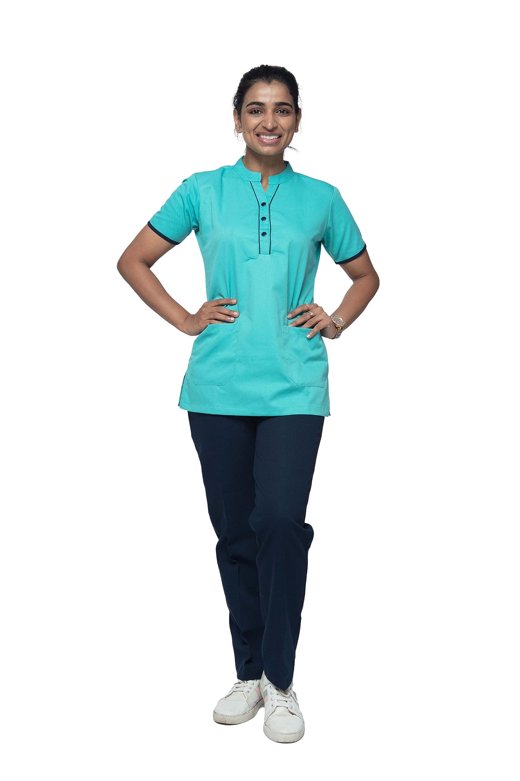 UNIFORM CRAFT Polyester and Cotton Twill Light Teal Nurse Uniform, NT07 Light Teal, XX-Large, NT07 Light Teal_XXL