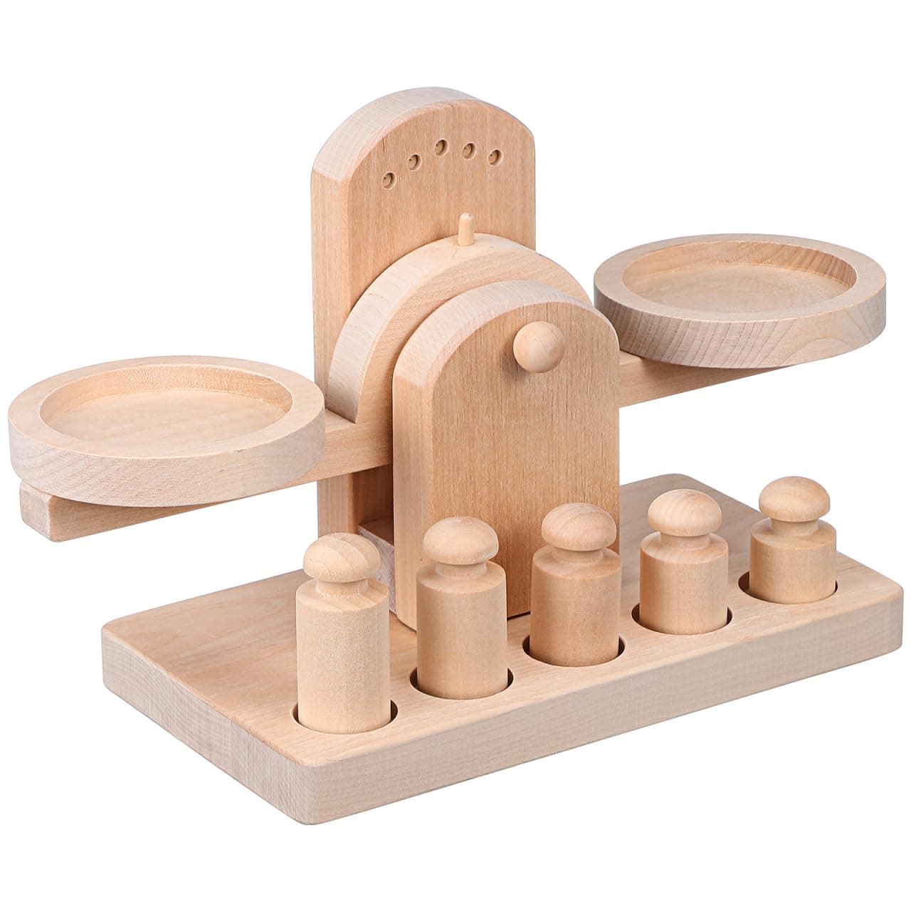 Vaguelly1set Wooden Balance Scale Toy Set for Boy Girl Educational Math Game Wooden Beam Develops Creativity Coordination Toy for Montessori Learning Activities