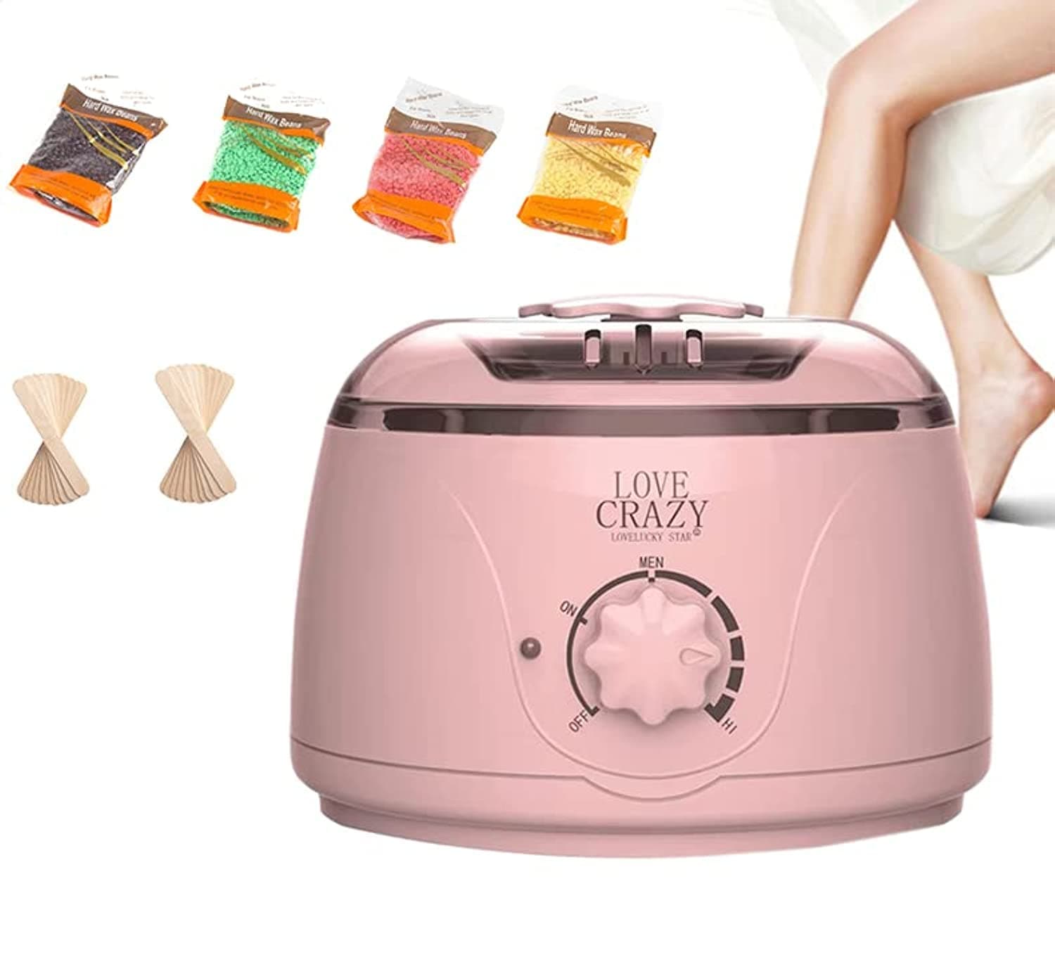 SEEMIE Wax Heater Hair Removal Machine Set Warmer Wax-melt Waxing Kit Wax Beans Wood Stickers Heating Machine Depilatory Epilator (Style 2)