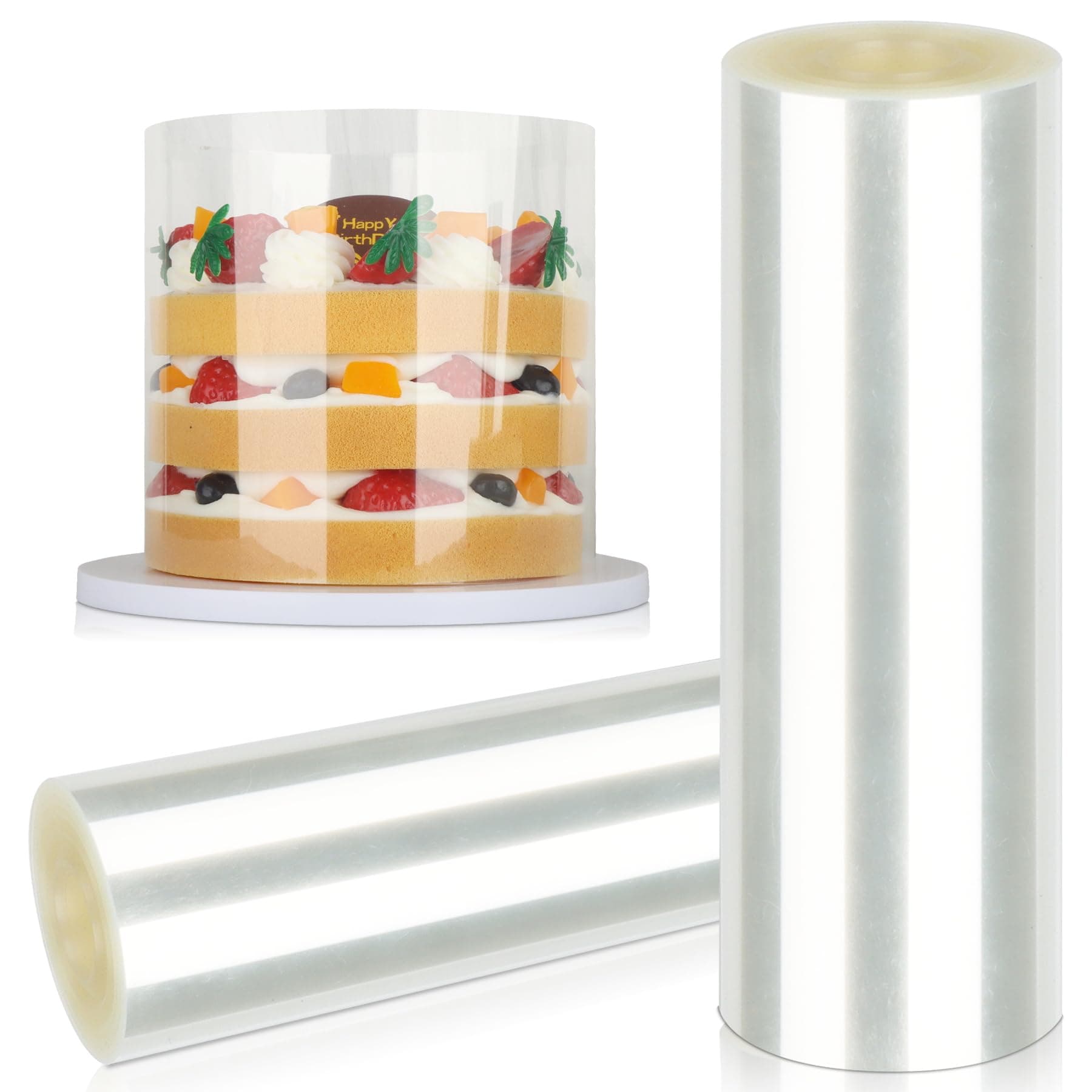 Cake Color - 6 x 394 Inches / 1 Roll Transparent Acetate Cake Roll Professional Acetate Sheet for Baking Elegant Cake Wrapping Edge Decoration