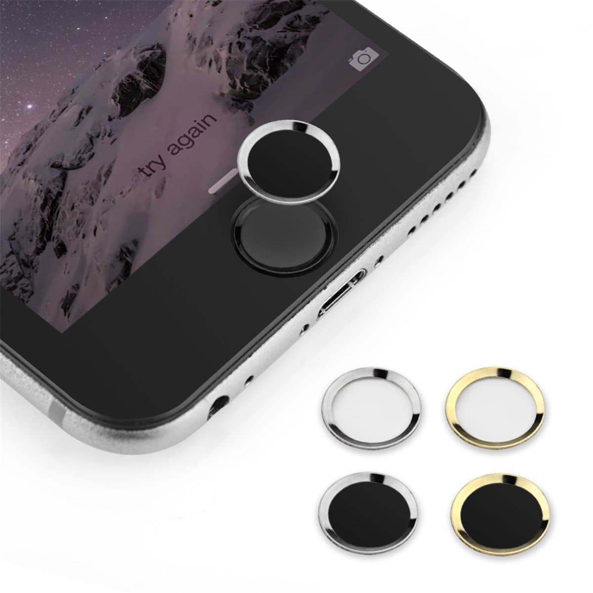 0.4mm Home Button Sticker PAMISO (support Fingerprint Indentification System Touch Id)for Iphone 5s Iphone 6 Iphone 6 Plus (Silver-Ring Black)