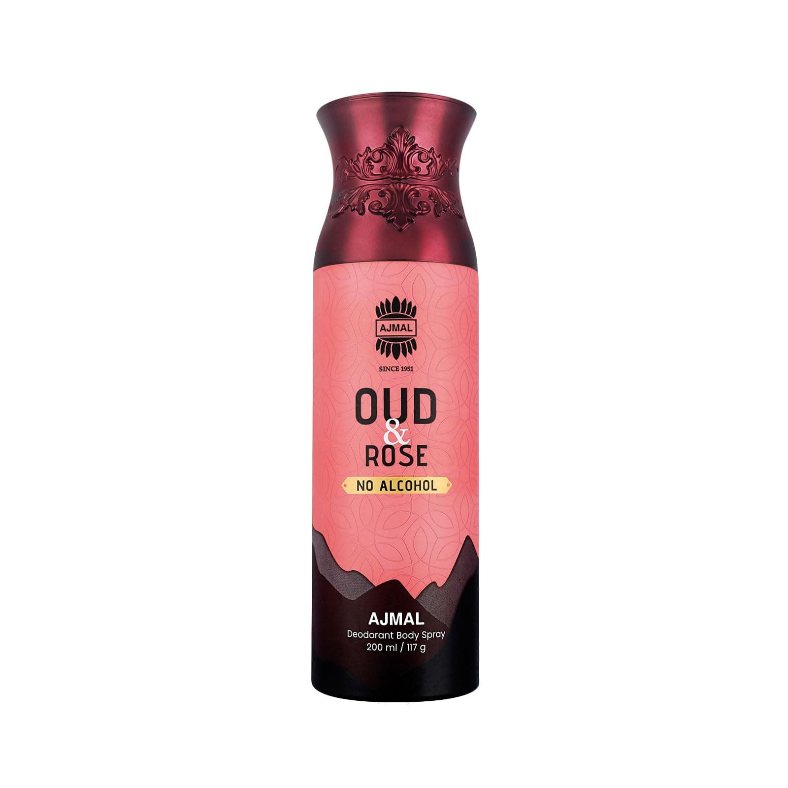 AJMAL Oud Rose Non-Alcoholic Deodorant Body Spray With Spicy Woody Fragrance Perfume Ideal Gift For Men And Women - 1 Count