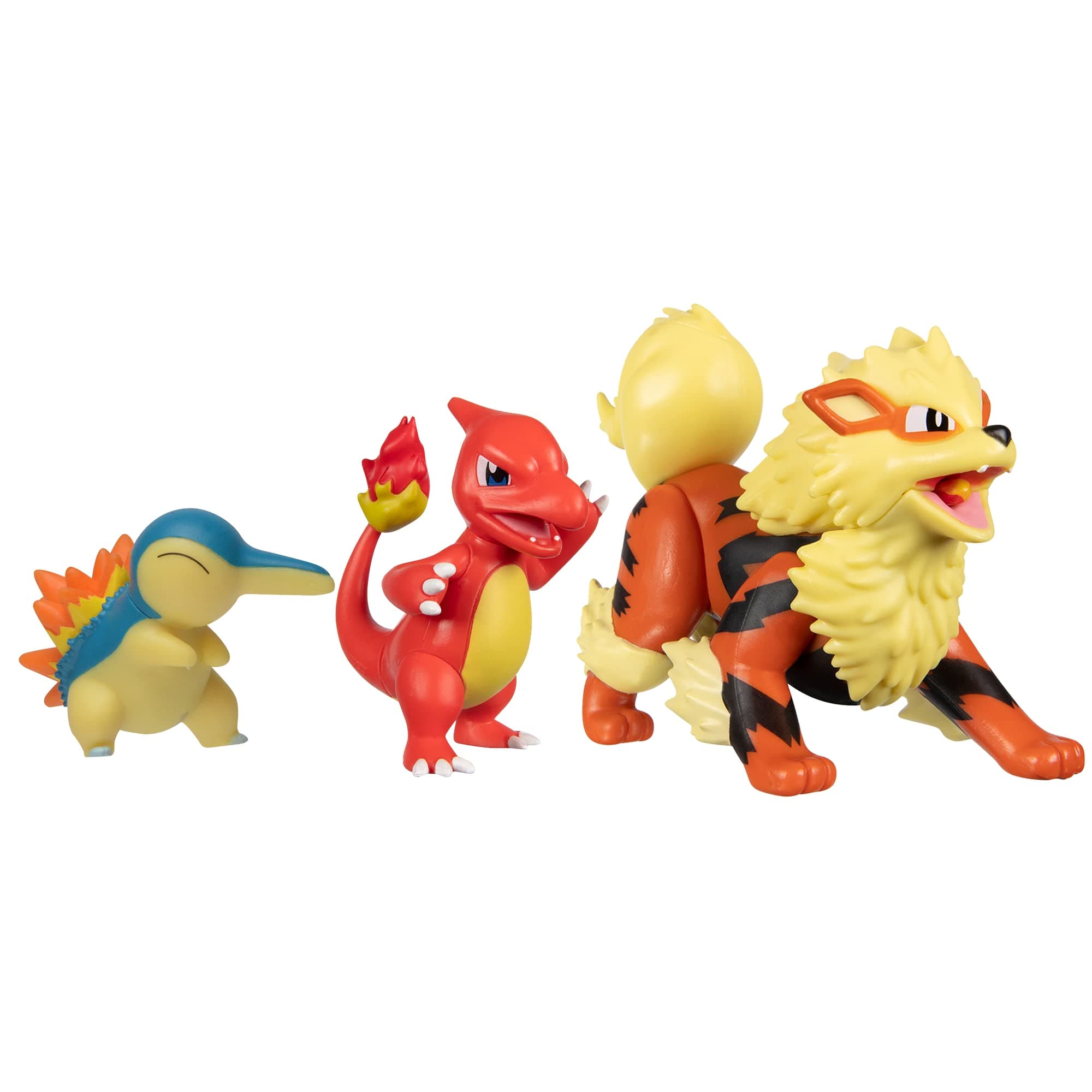 Pokémon Fire-Themed Battle Figure Set: 4.5" Arcanine, 3" Charmeleon, 2" Cyndaquil - Exclusive Toys for Kids & Fans