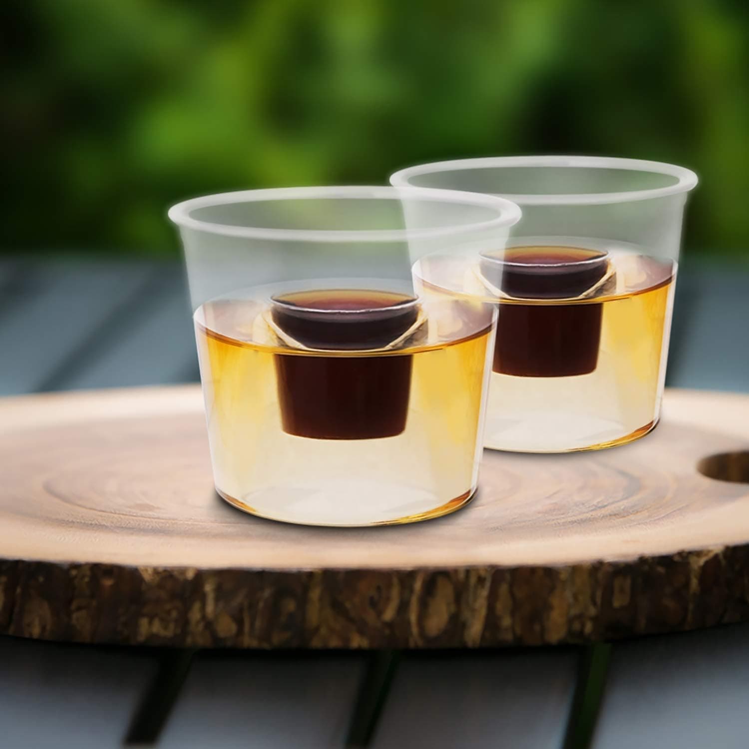 HOT BARGAINS Bomb Shot Glasses, Pack of 50, Clear Plastic Cups, 25ml Shot with 100ml Chaser