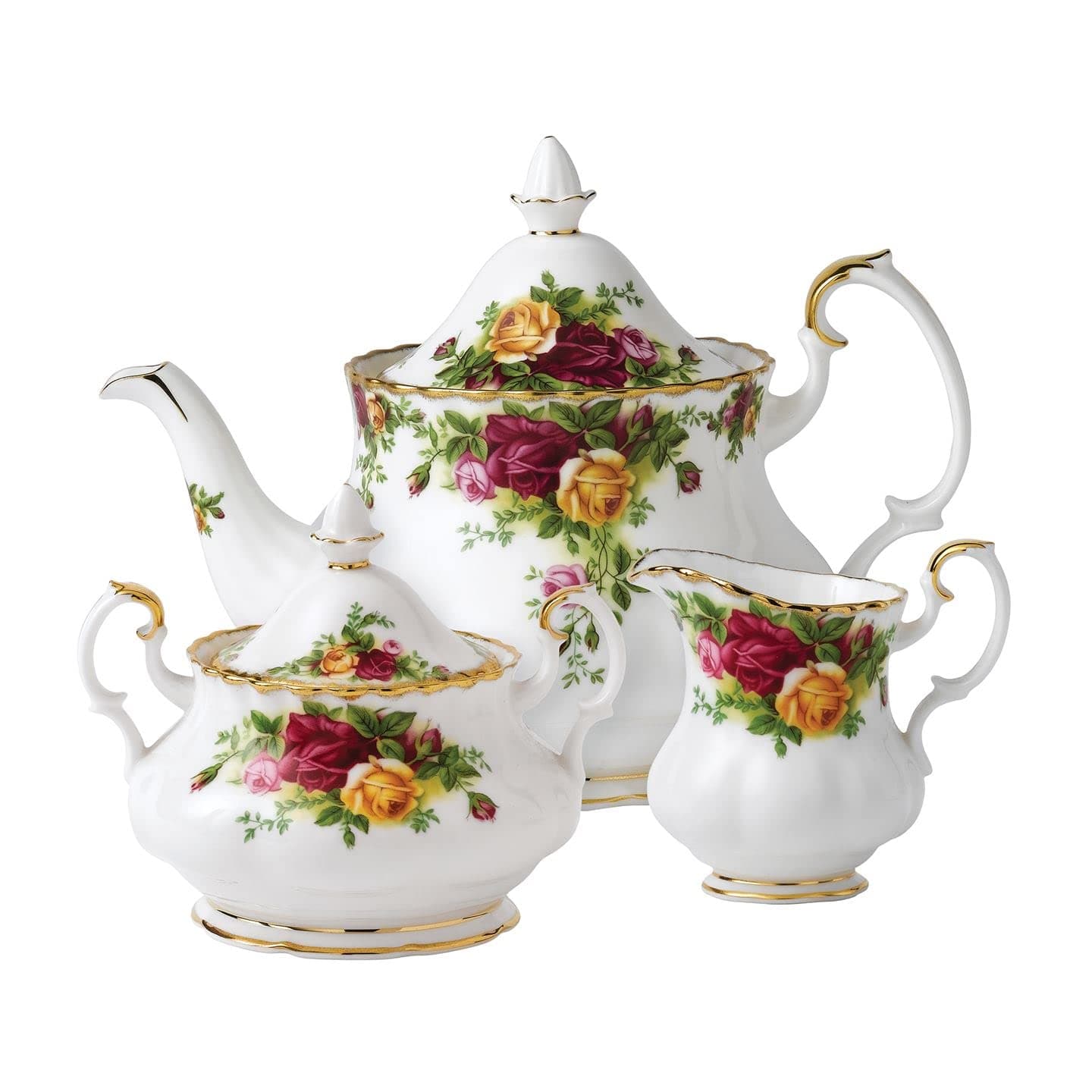 Royal Albert Old Country Roses 3-Piece Set (Teapot, Sugar & Creamer)