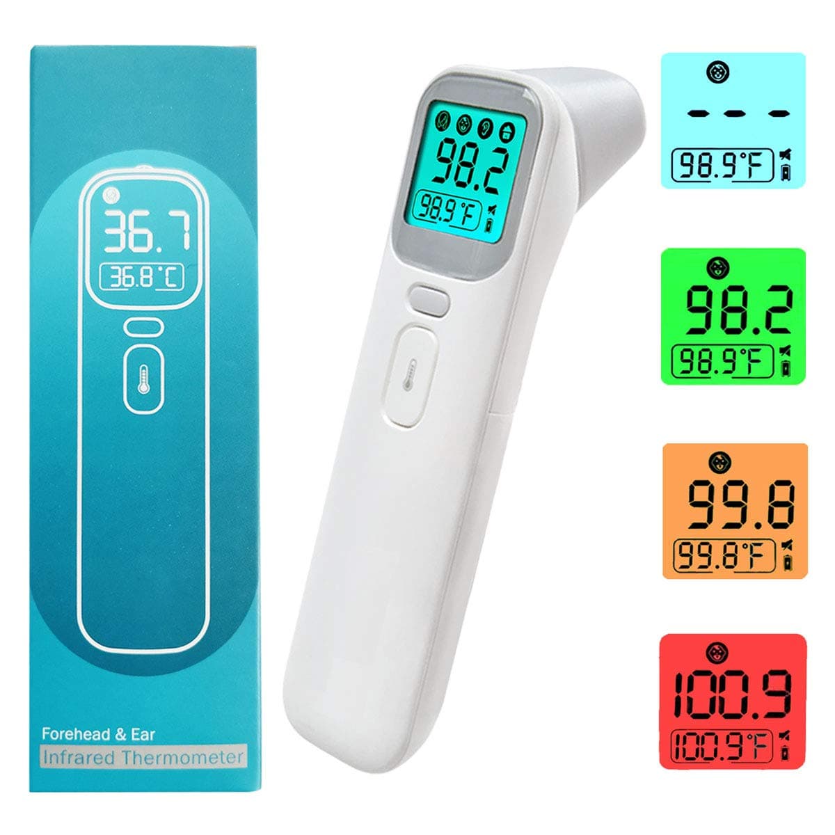 Digital Thermometer for Adults and Baby, No Touch Infrared Forehead Thermometer for Fever, Instant Read Humans Ear and Head Temporal Temperature