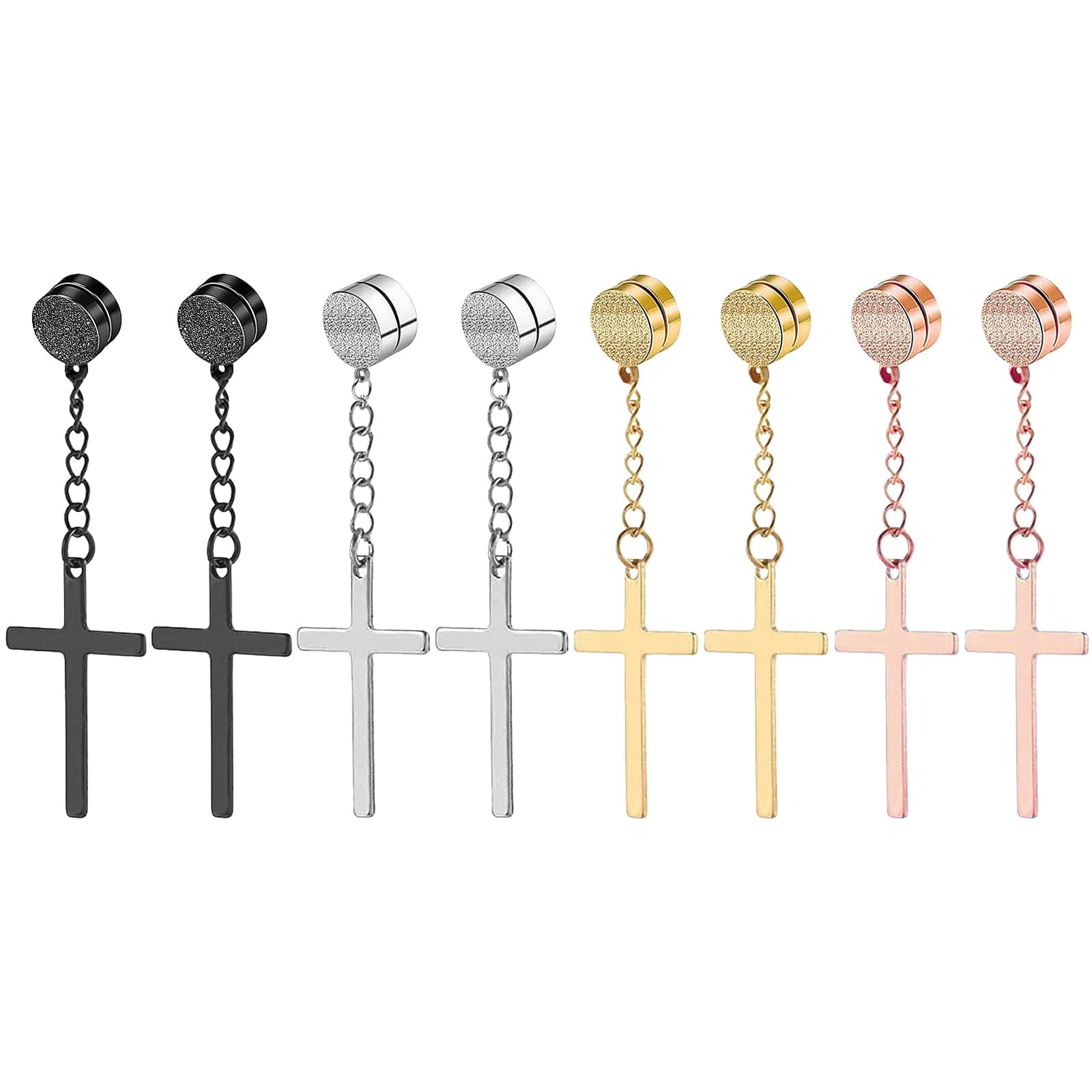 3 Pairs Magnetic Stud Earrings Clip on Earrings Non Piercing Cross Earrings